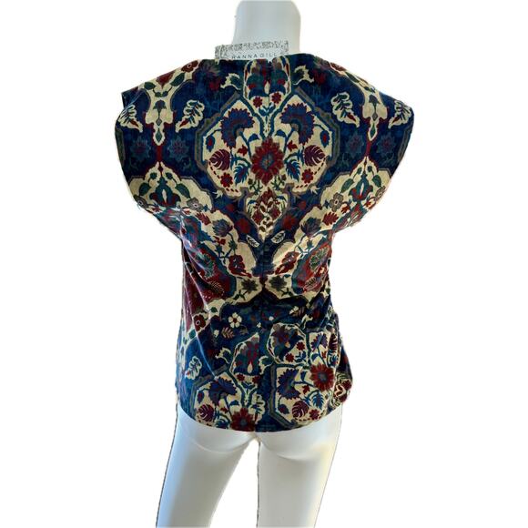 Ranna Gill Pleated Velvet Blouse M - Picture 2 of 10